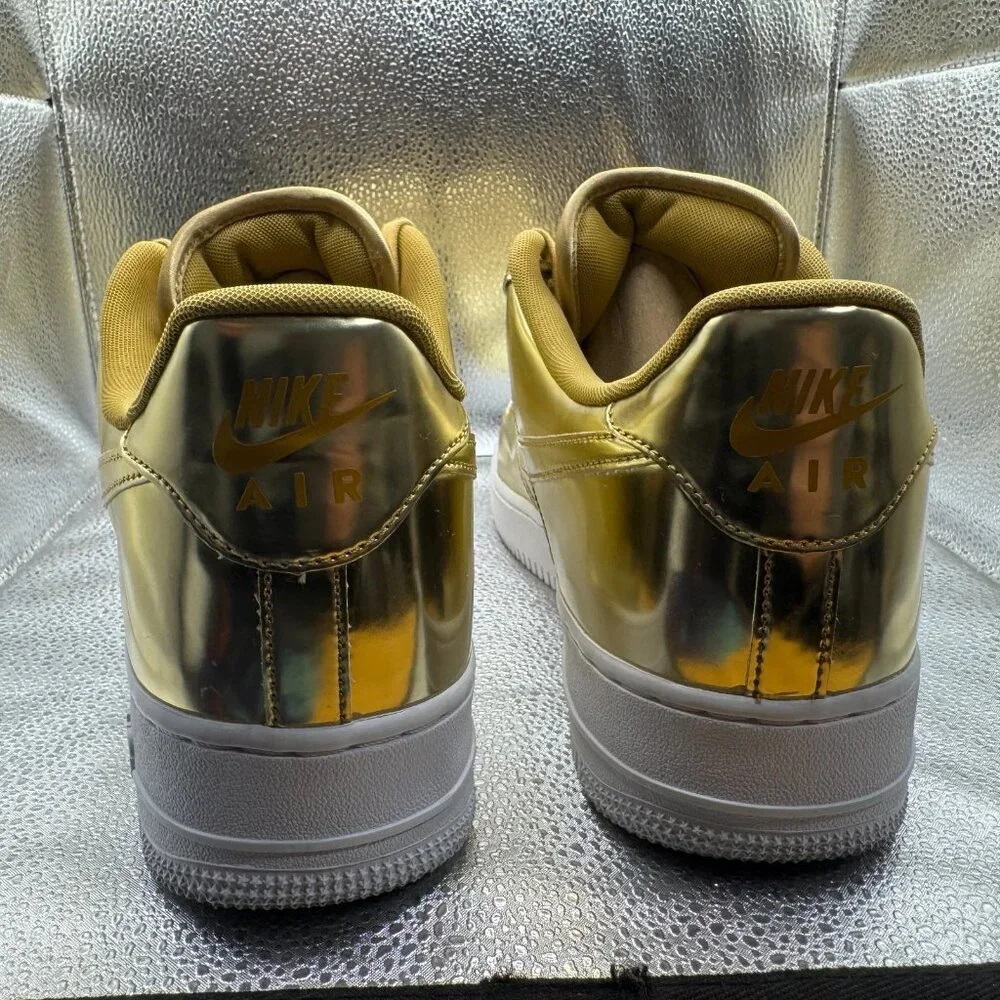 Size 14 - Nike Air Force 1 SP Metallic Gold Womens Leather Sneakers‎ CQ6566-700
